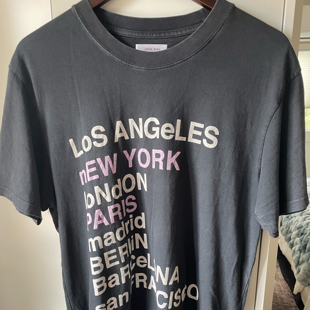 Anine Bing Charcoal Lili City Love Tee